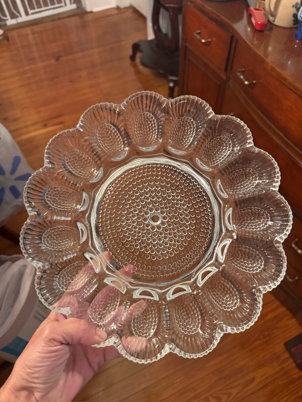 Indiana Glass Serving Platter - Floral Scalloped Edge